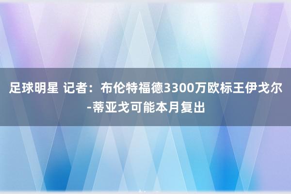 足球明星 记者：布伦特福德3300万欧标王伊戈尔-蒂亚戈可能本月复出