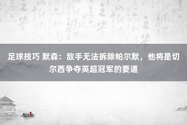 足球技巧 默森：敌手无法拆除帕尔默，他将是切尔西争夺英超冠军的要道